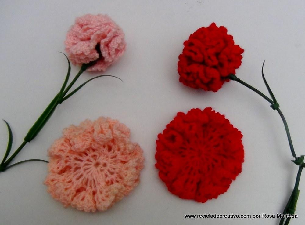 Claveles de ganchillo - Flores de crochet