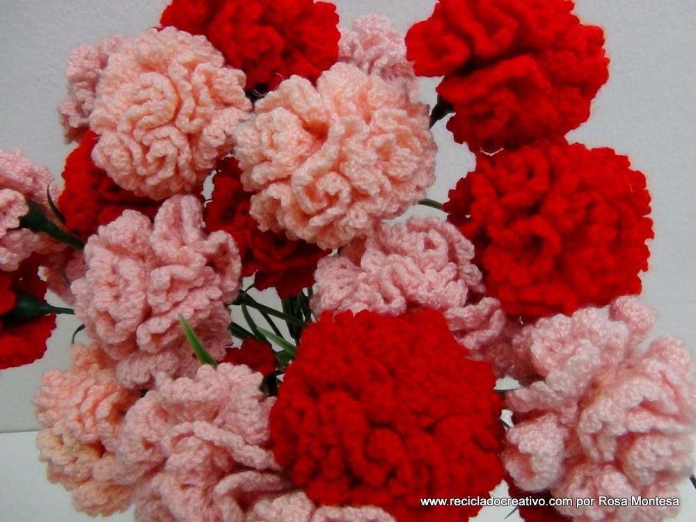 Claveles de ganchillo - Flores de crochet
