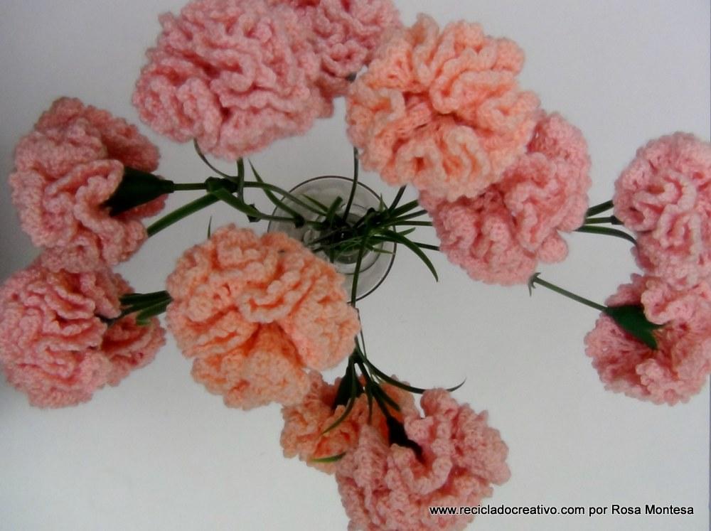 Claveles de ganchillo - Flores de crochet