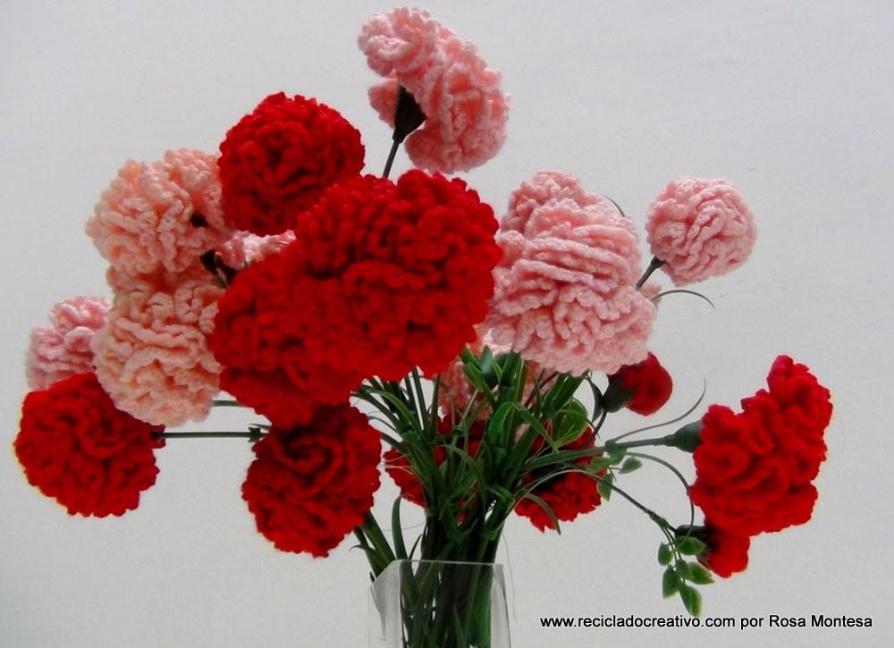 Claveles de ganchillo - Flores de crochet
