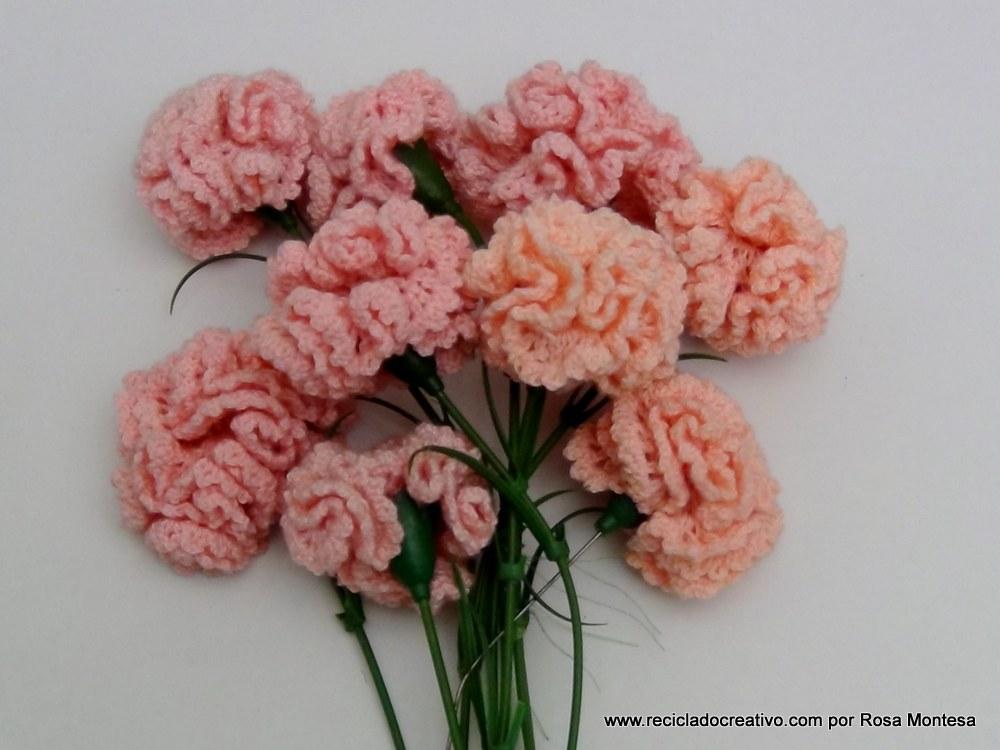 Claveles de ganchillo - Flores de crochet