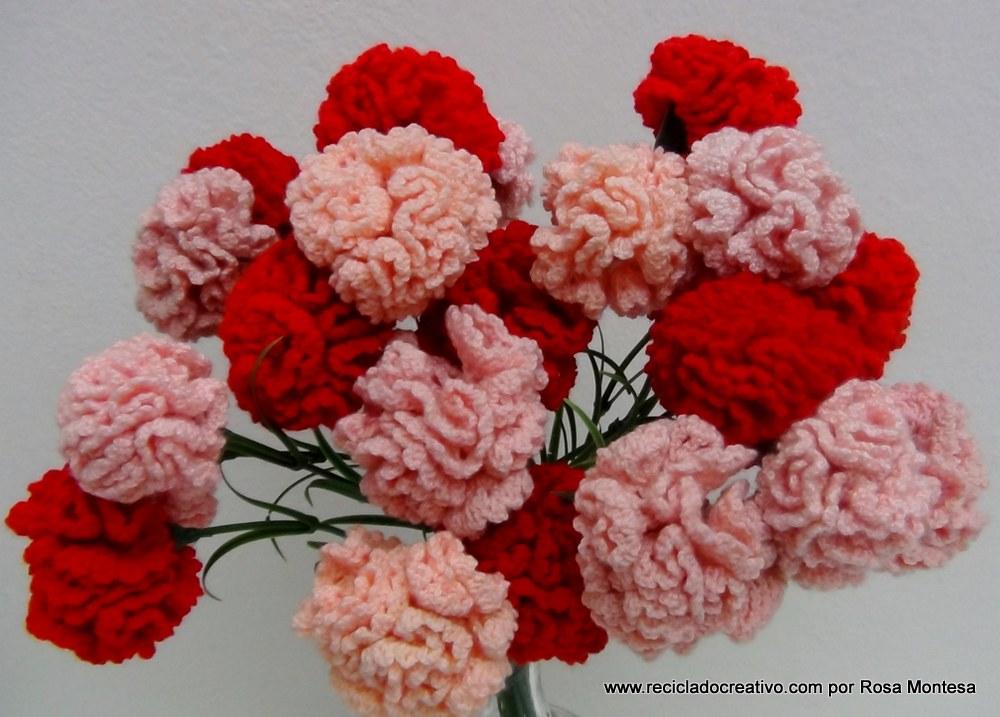 Claveles de ganchillo - Flores de crochet