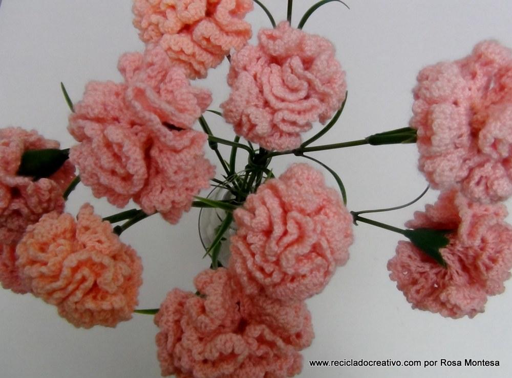 Claveles de ganchillo - Flores de crochet