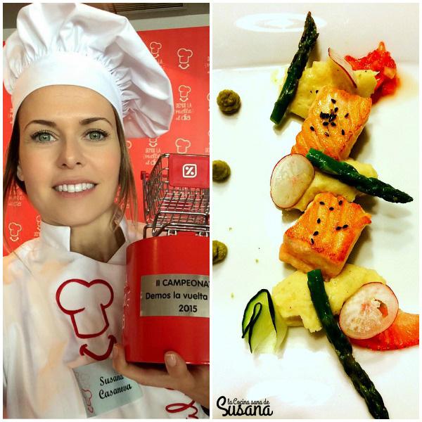 Salmón a la plancha con Coco Loco y falso wasabi