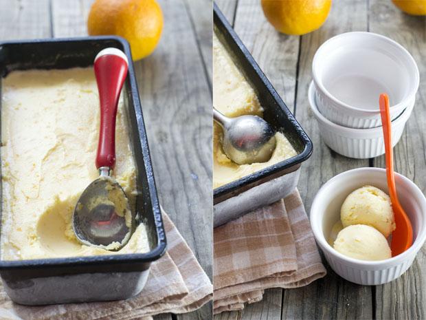 helado cremoso casero de naranja