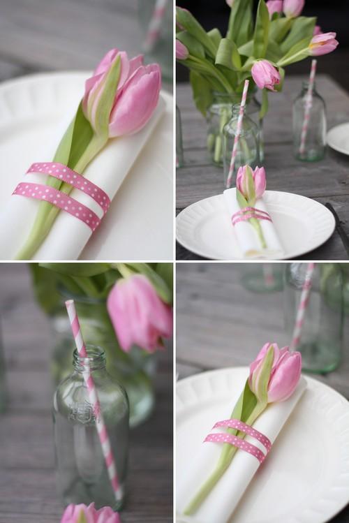 Tablesetting con tulipanes
