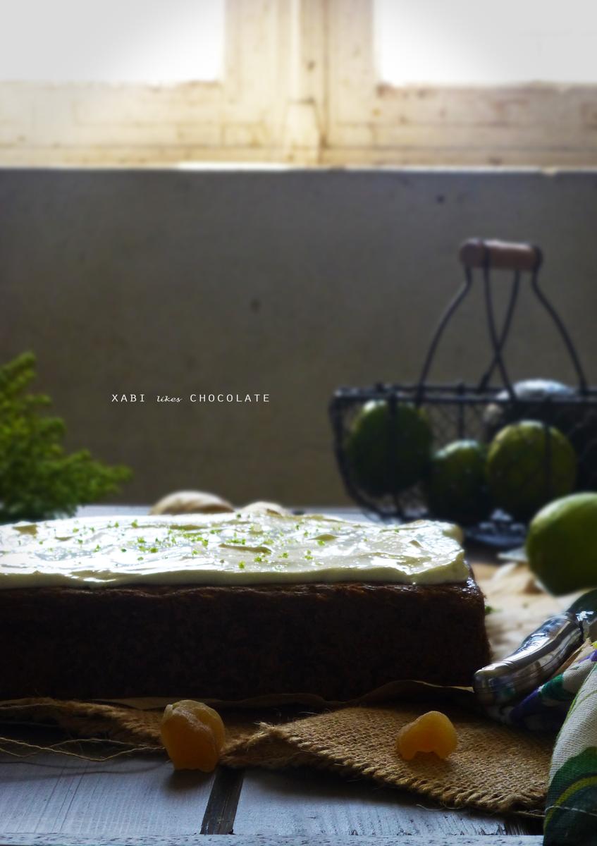 Bizcocho de aguacate, tarta de aguacate, tarta de aguacate y lima, bizcocho de aguacate y lima, frosting de mascarpone y lima, mascarpone, lima, jengibre, aguacate, estilismo culimario, blog de cocina, receta, repostería