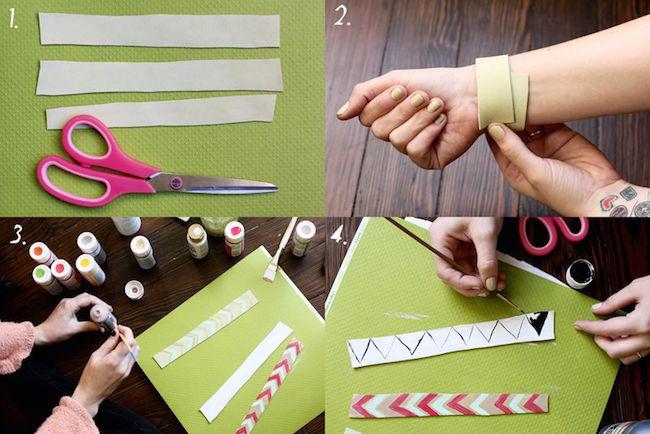 pulsera cuero pintada pasos