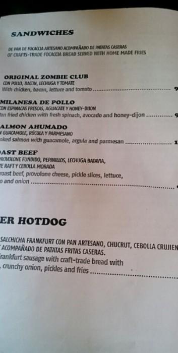 Zombie Bar Sandwiches y Hot Dog