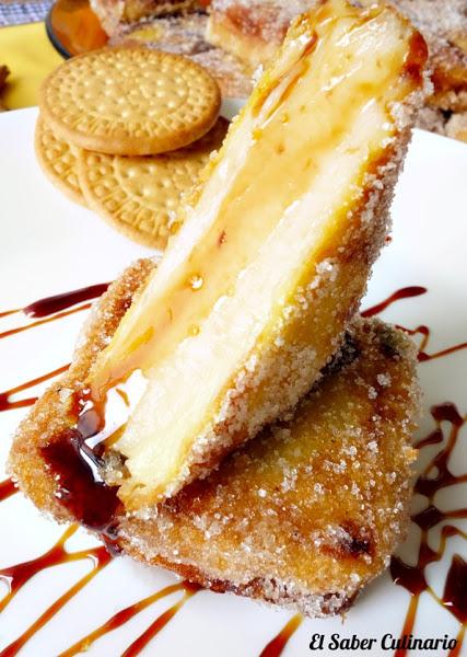 receta de leche frita con galletas maria y caramelo