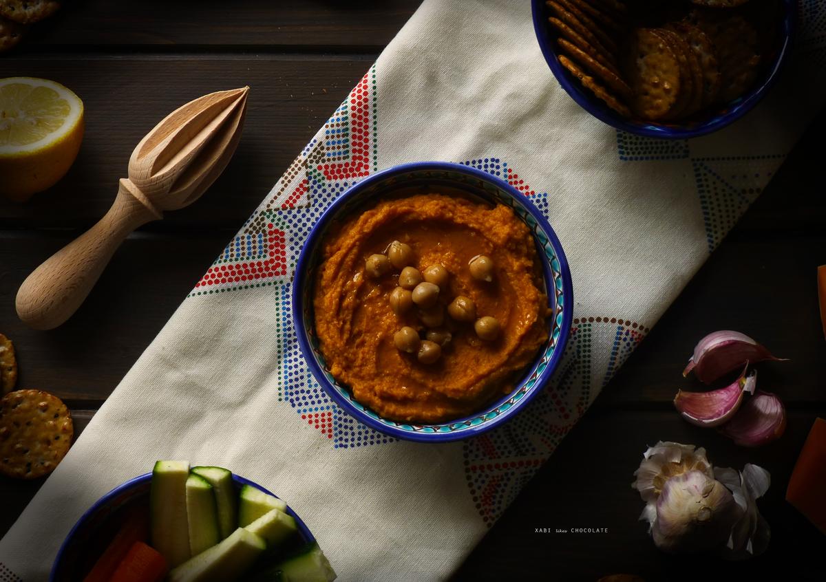 Hummus de calabaza, hummus, calabaza, boniato, dip de calabaza, mantequilla de cacahuete, receta, estilismo culinario
