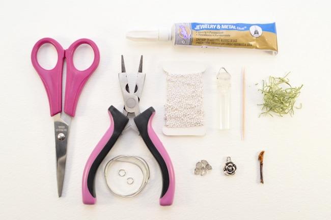 colgante terrario materiales