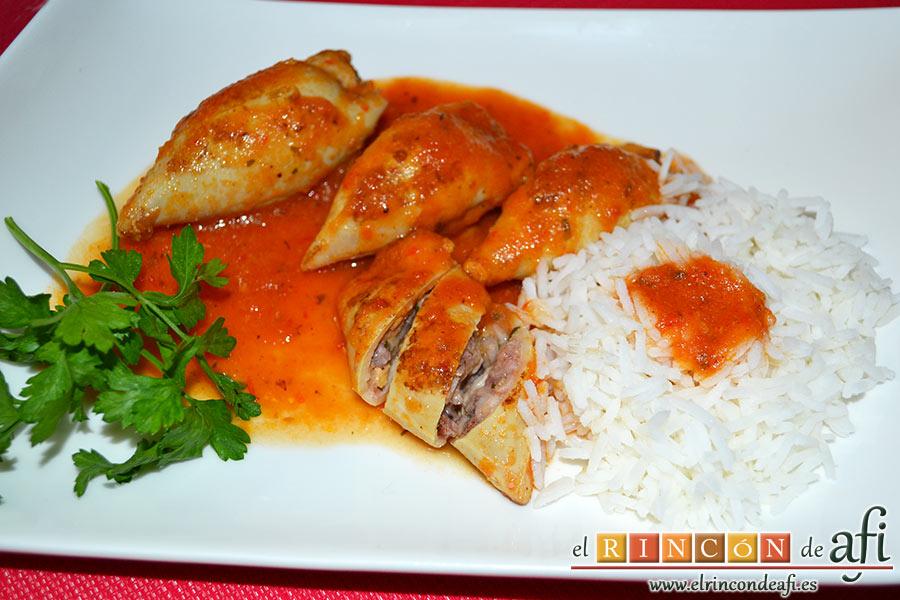 Chipirones rellenos, sugerencia de presentación