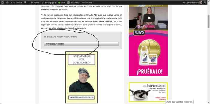 Esta es la pantalla que te sale cuando ya te has logueado en la web.