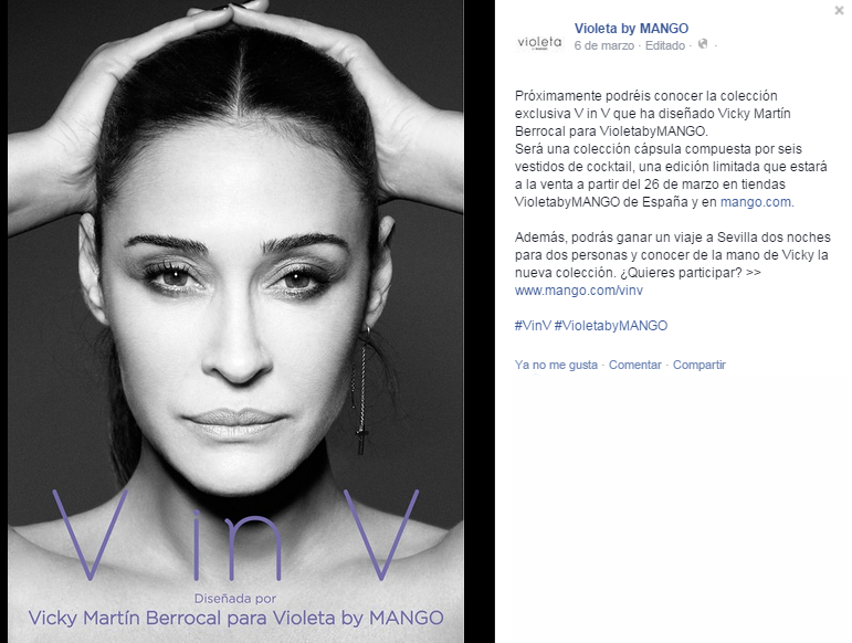 Publicidad de la colección en Facebook