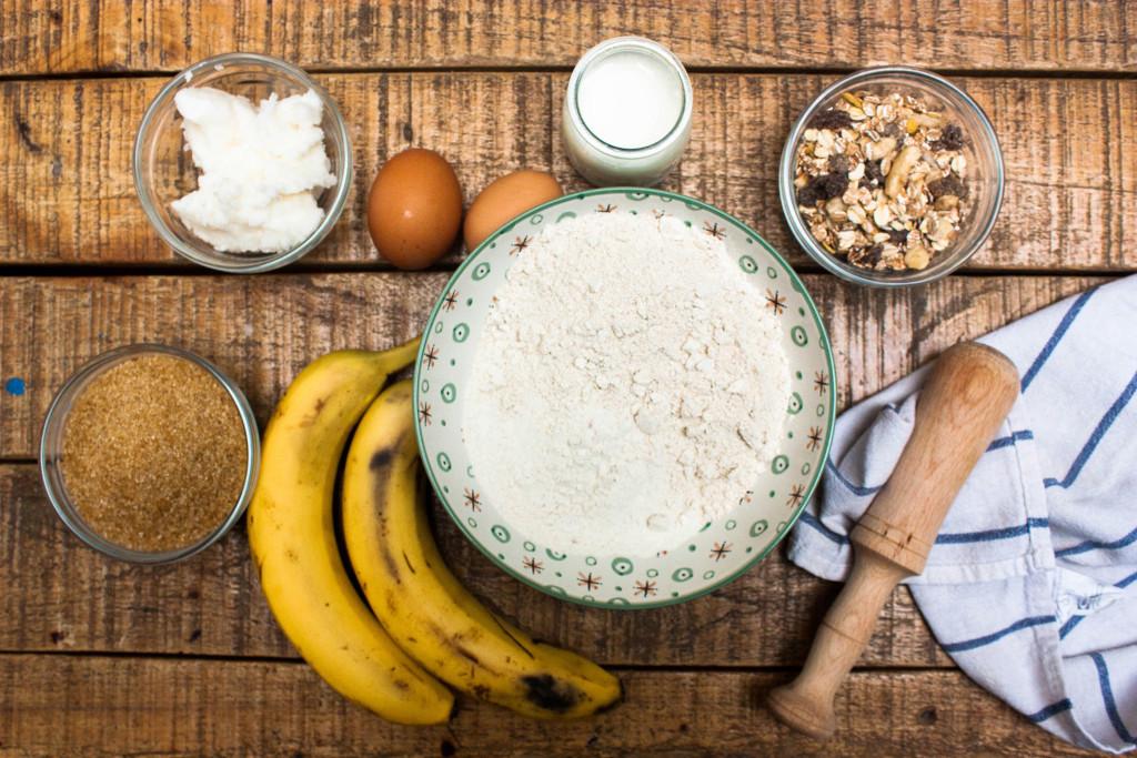 Ingredientes banana bread sin gluten