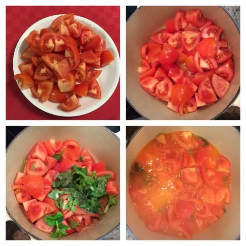 Haciendo la salsa de pomodoro e basilico