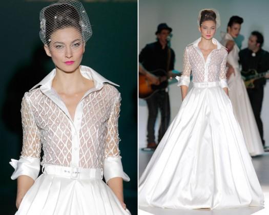 vestido de novia con camisa