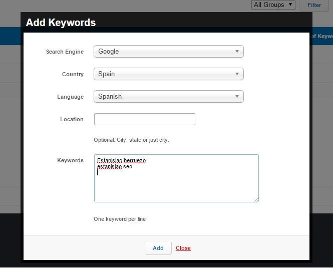 SerpFox Add Keywords