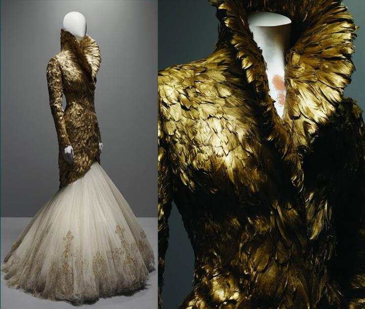 savage-beauty-alexander-mcqueen-gold-feathers-dress