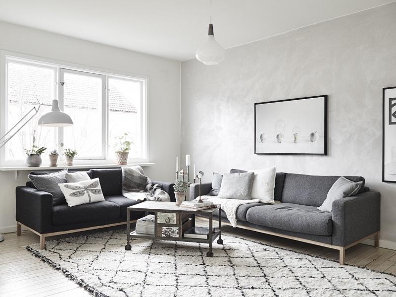 salón en tonos grises