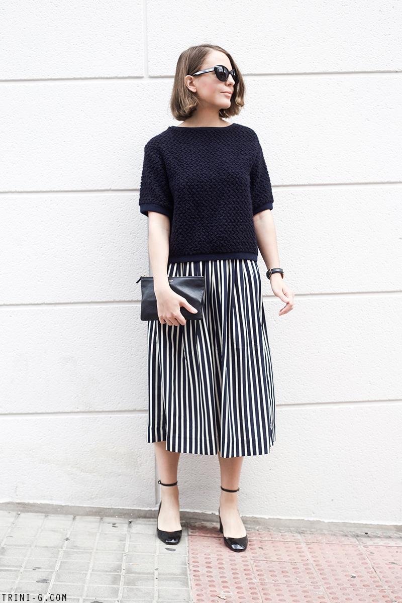 Trini | Sandro jumper J.Crew striped skirt