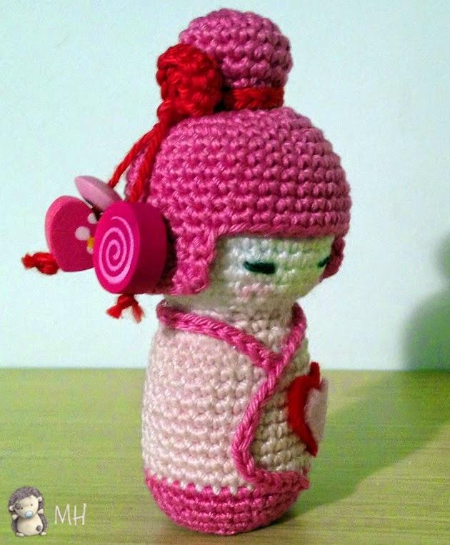 amigurumi kokeshi rosa artedetei
