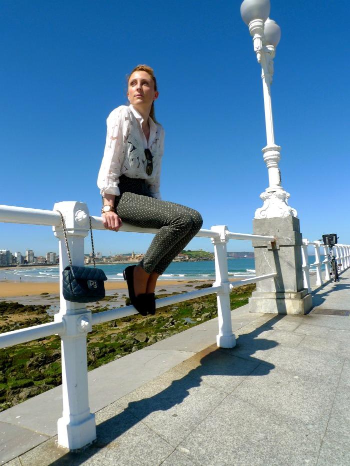 paula casielles 2 Polka Dot Pants And Transparent White Shirt