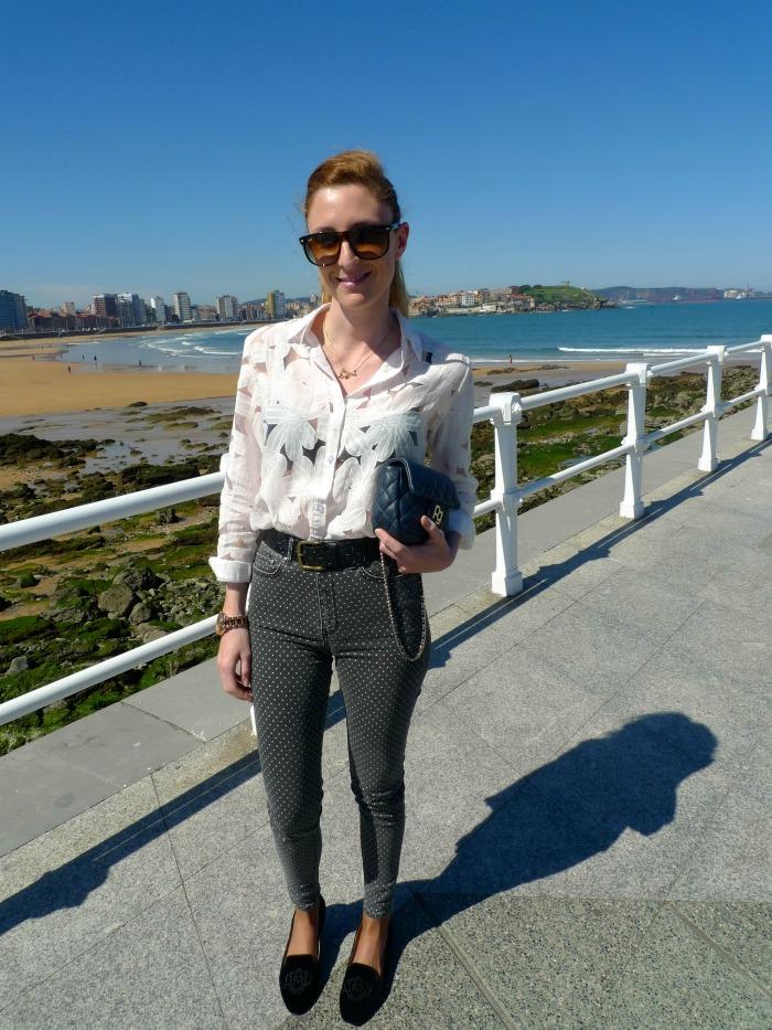 paula casielles gf Polka Dot Pants And Transparent White Shirt