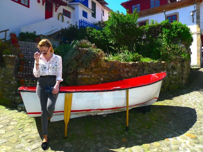 paula casielles k Polka Dot Pants And Transparent White Shirt