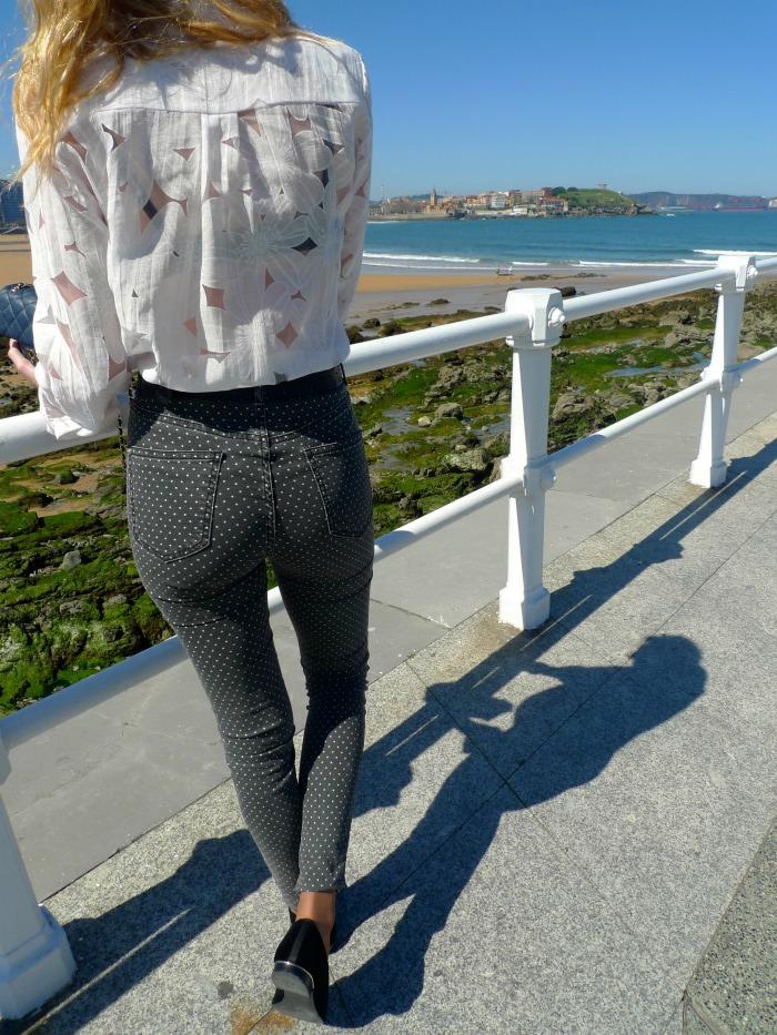 paula casielles p Polka Dot Pants And Transparent White Shirt