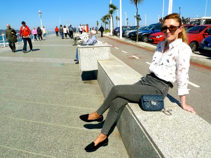 paula casielles Polka Dot Pants And Transparent White Shirt