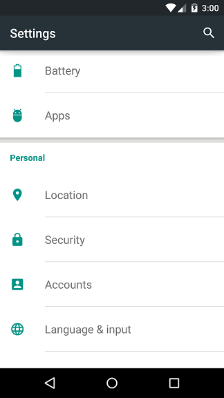 Android Lollipop Settings