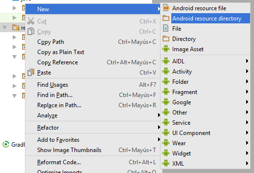 Crear Nuevo Directorio De Recursos En Android Studio