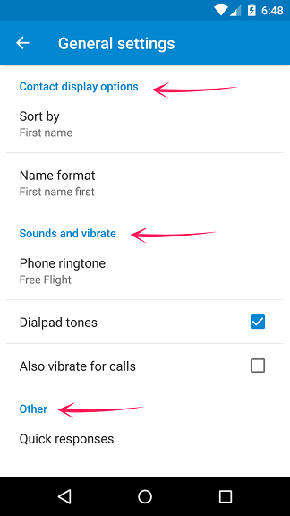 Categorías En Los Ajustes De La Aplicación Teléfono En Android