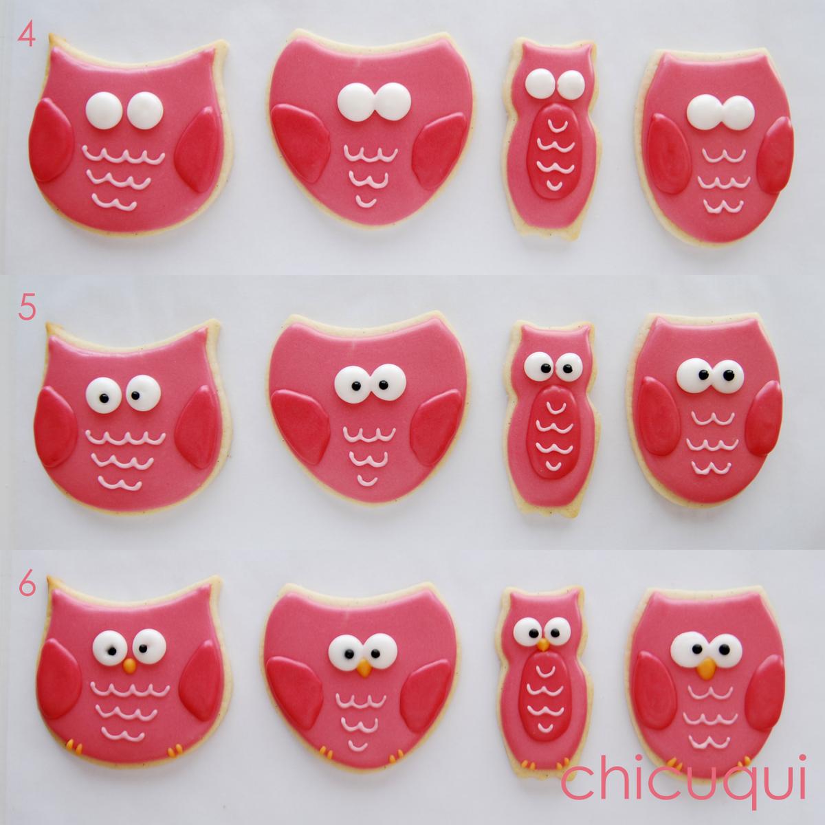Búhos bebé rosa galletas decoradas chicuqui.com