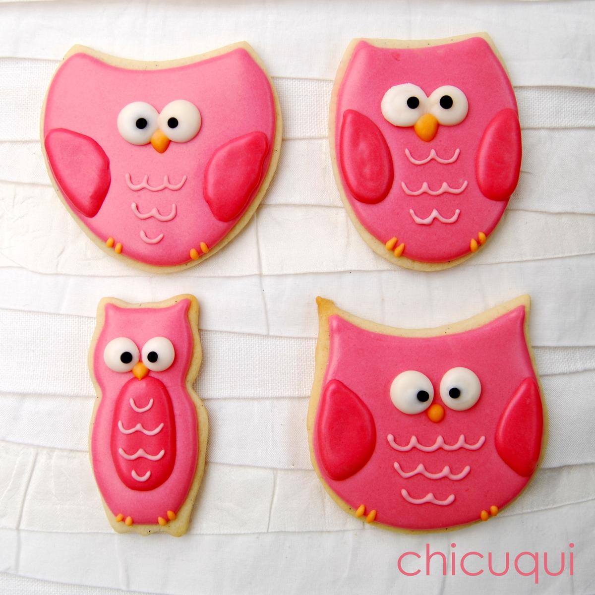 Búhos bebé rosa galletas decoradas chicuqui.com