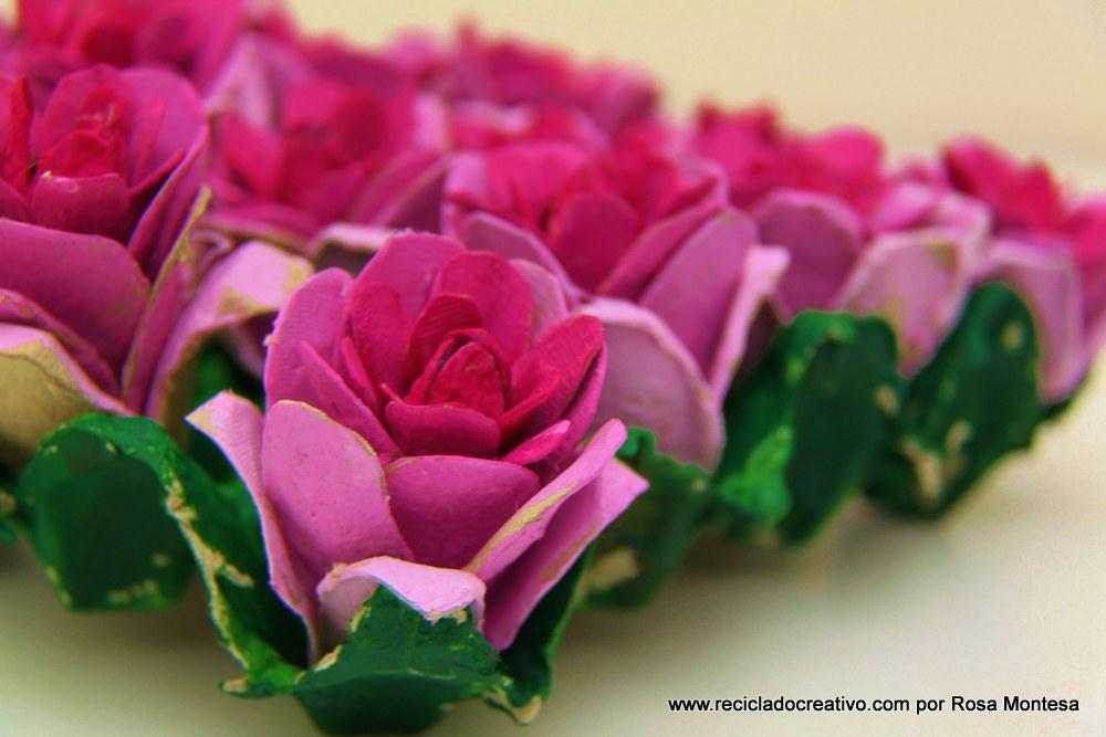 Flores rosas con hueveras de cartón - egg carton flowers