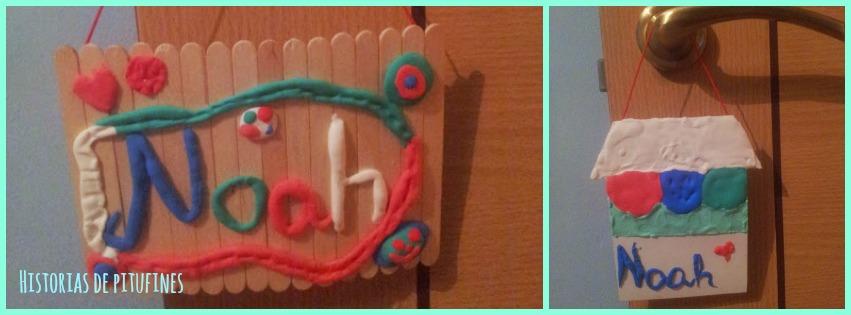 Cartel de palitos y plastilina