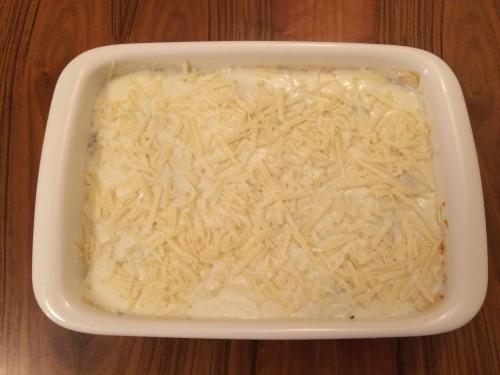 La lasaña lista para entrar al horno