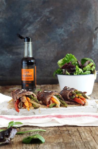 Rollitos balsámicos de ternera con verduras mi gran diverdion