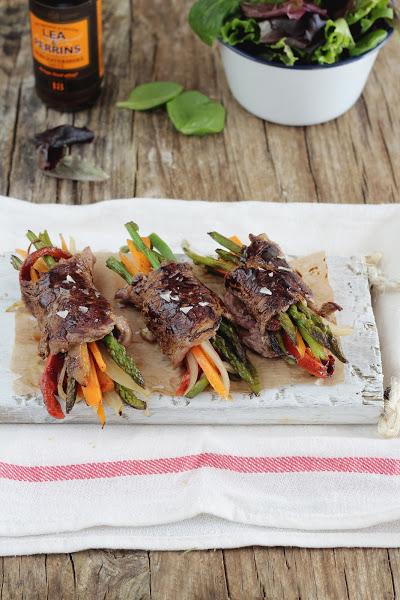 Rollitos balsámicos de ternera con verduras mi gran diverdion
