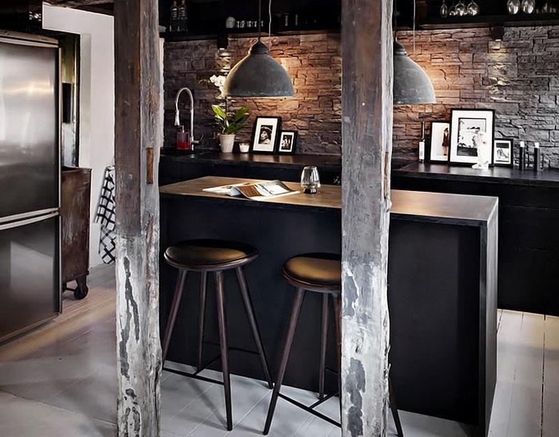 cocina abierta estilo industrial