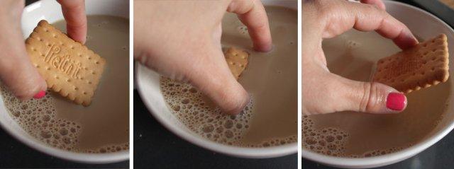 mojar las galletas de la tarta
