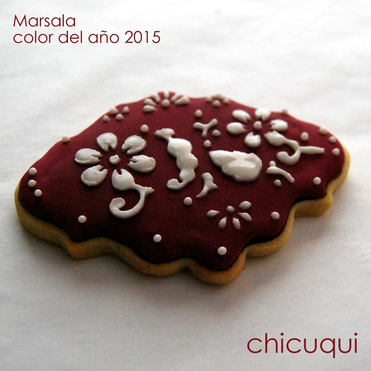 marsala color del año 2015 en galletas decoradas con stencils chicuqui.com