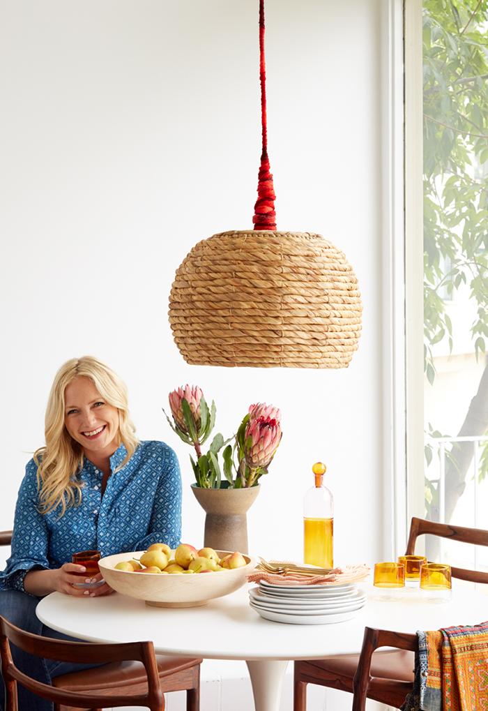 lampara colgante de mimbre