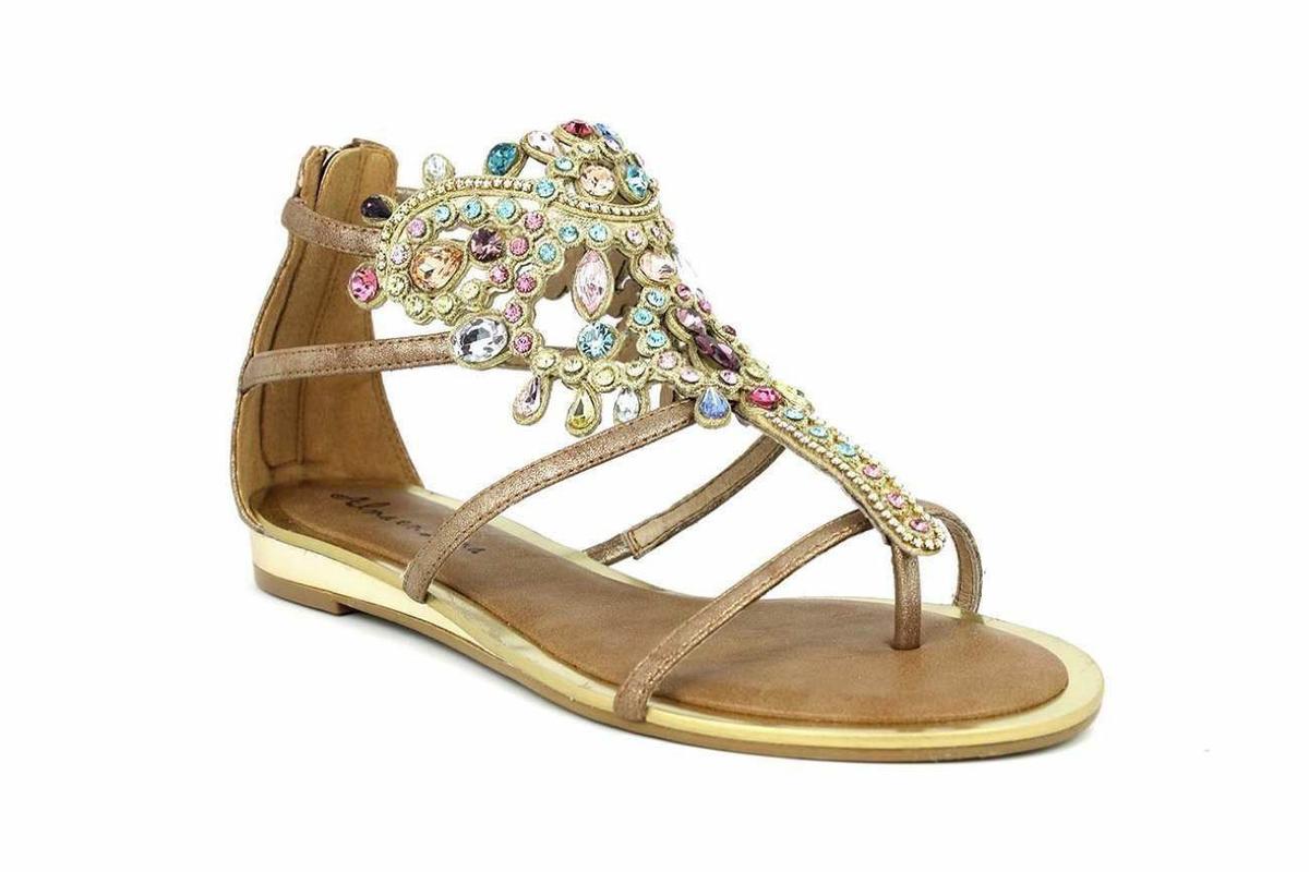 alma en pena - sandalias bajas con piedras de colores