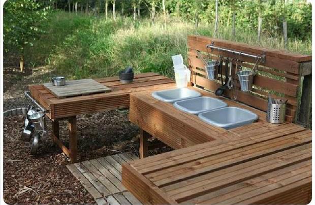 Muebles con palets - Cocina exterior con palets