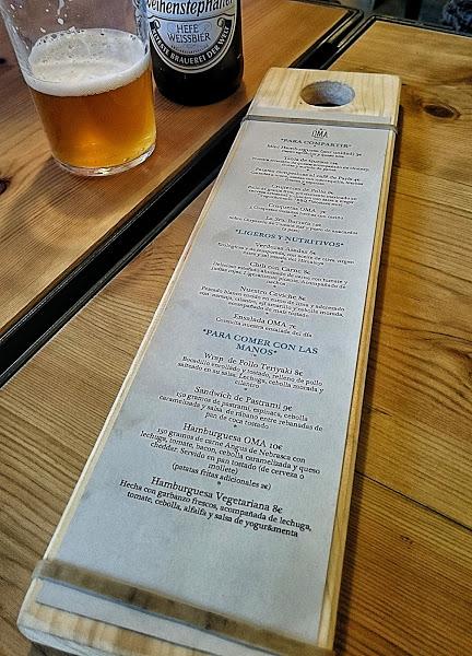 OMA Bistró Barcelona, menu