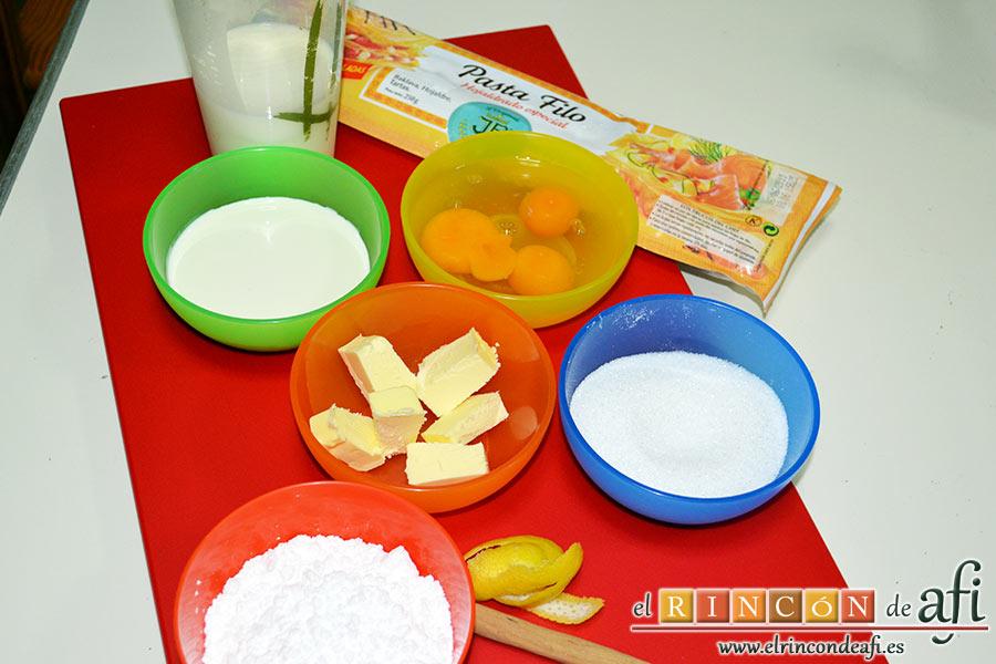 Tarta crujiente, preparamos los ingredientes